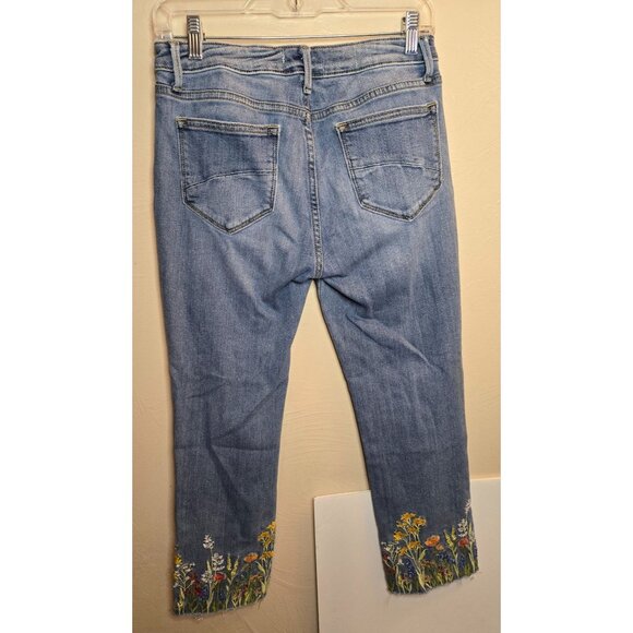 Driftwood Colette Embroidered Raw Edge Cropped Denim Jeans Size 28 - Picture 2 of 6